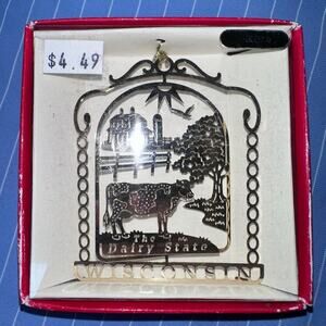 Vintage Nation’s Treasures Genuine 24K Gold Flashed Brass Ornament Wisconsin